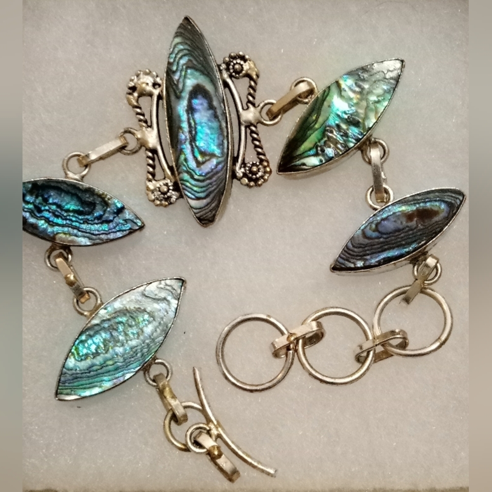 Elegant Sterling Silver and Blue Abalone Bracelet